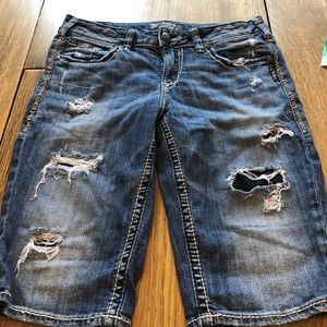 Silver Aiko denim Bermuda shorts size 28